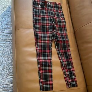 Zara tights plaid pattern, sliver zippers, elastic waistband size M